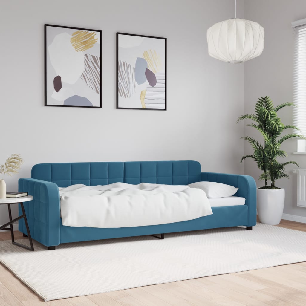 daybed 80x200 cm velour blå billede