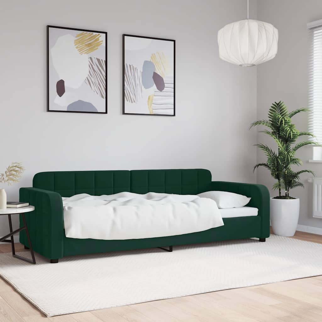 daybed 80x200 cm velour mørkegrøn billede