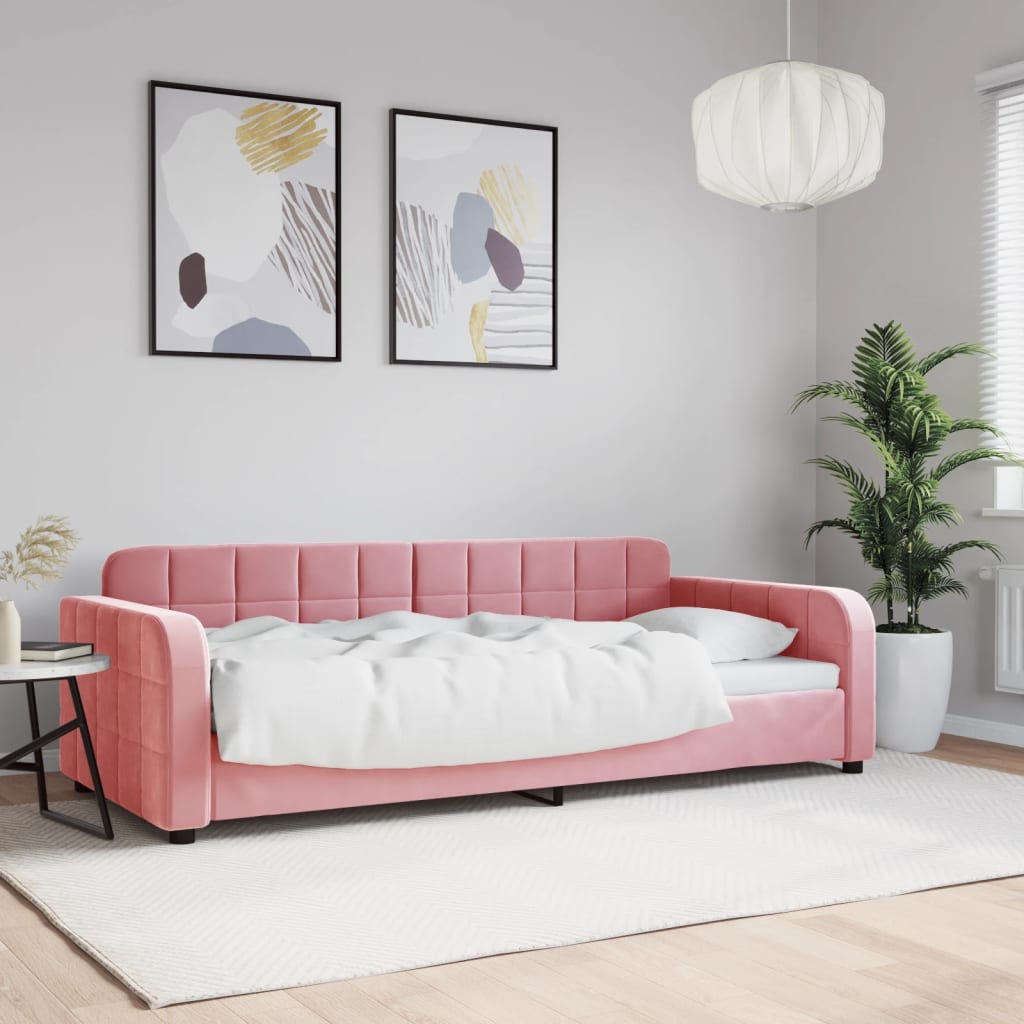 daybed 90x200 cm velour pink