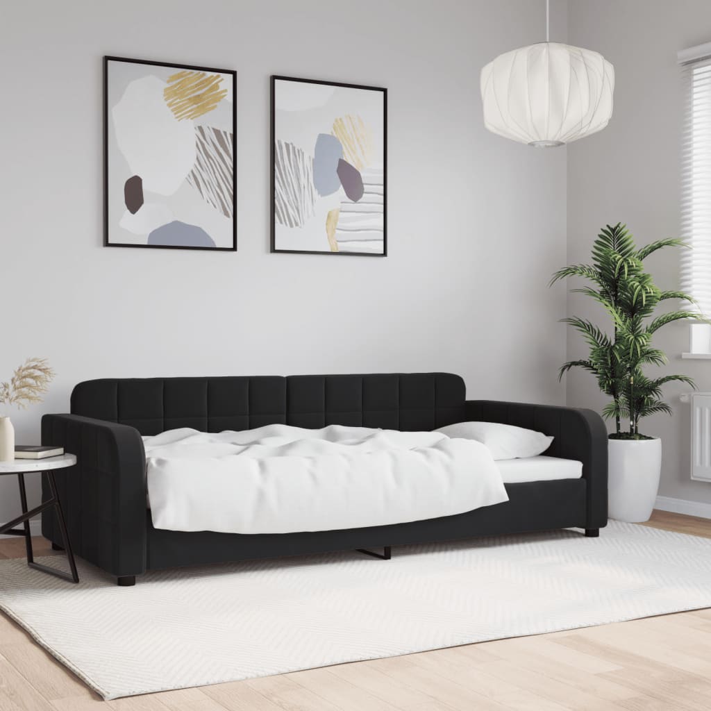 daybed 90x200 cm velour sort billede