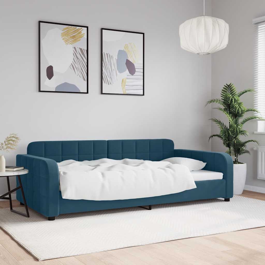 daybed 100x200 cm velour blå