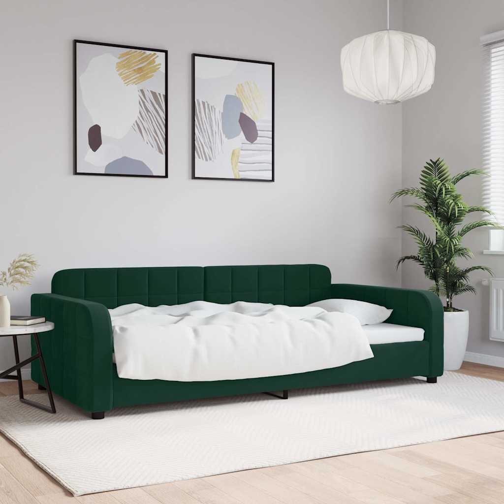 daybed 100x200 cm velour mørkegrøn