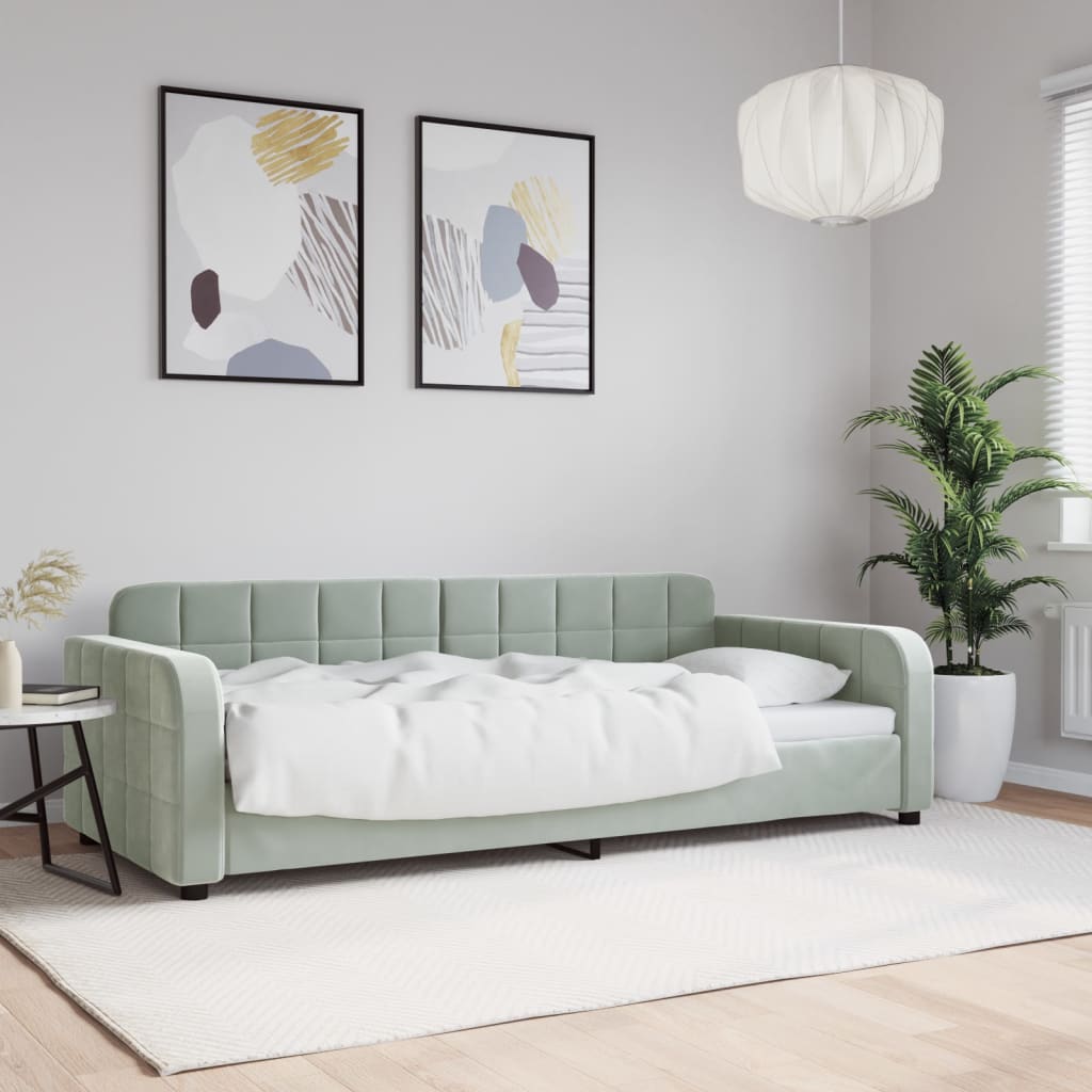 daybed 90x190 cm velour lysegrå