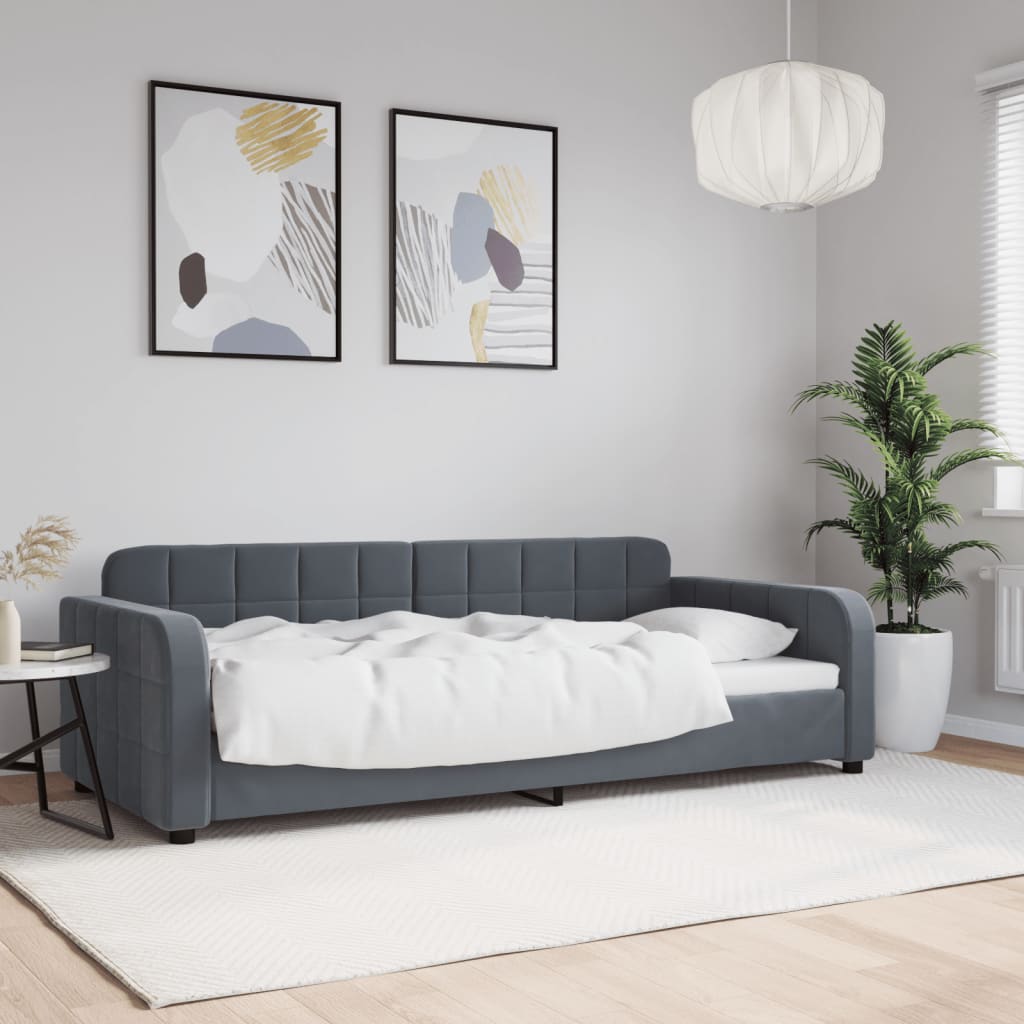 daybed 90x190 cm velour mørkegrå