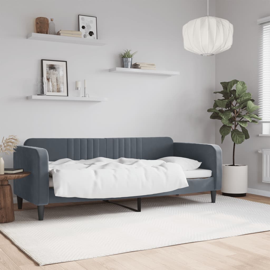daybed 80x200 cm velour mørkegrå