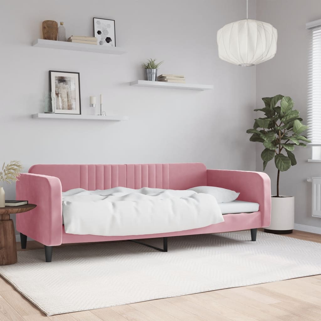daybed 90x200 cm velour pink