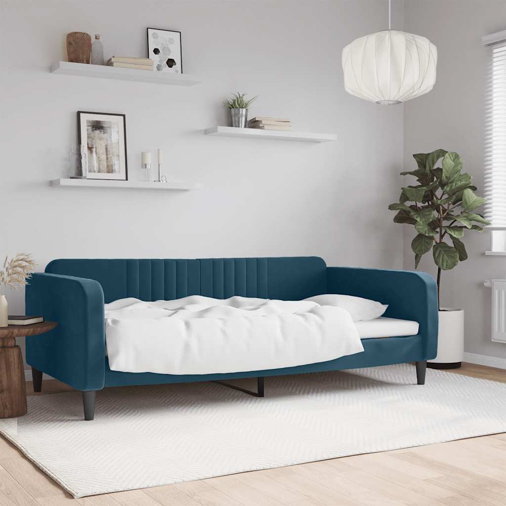 daybed 100x200 cm velour blå billede