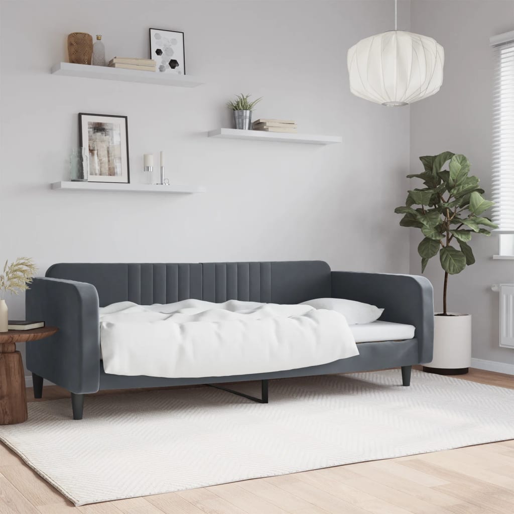 daybed 100x200 cm velour mørkegrå
