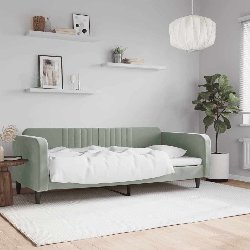 daybed 90x190 cm velour lysegrå