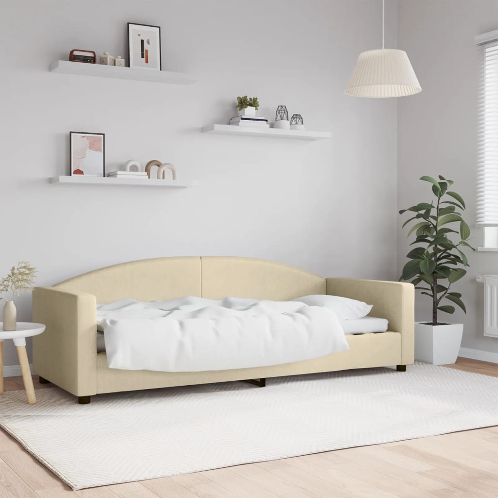 daybed 80x200 cm stof cremefarvet billede