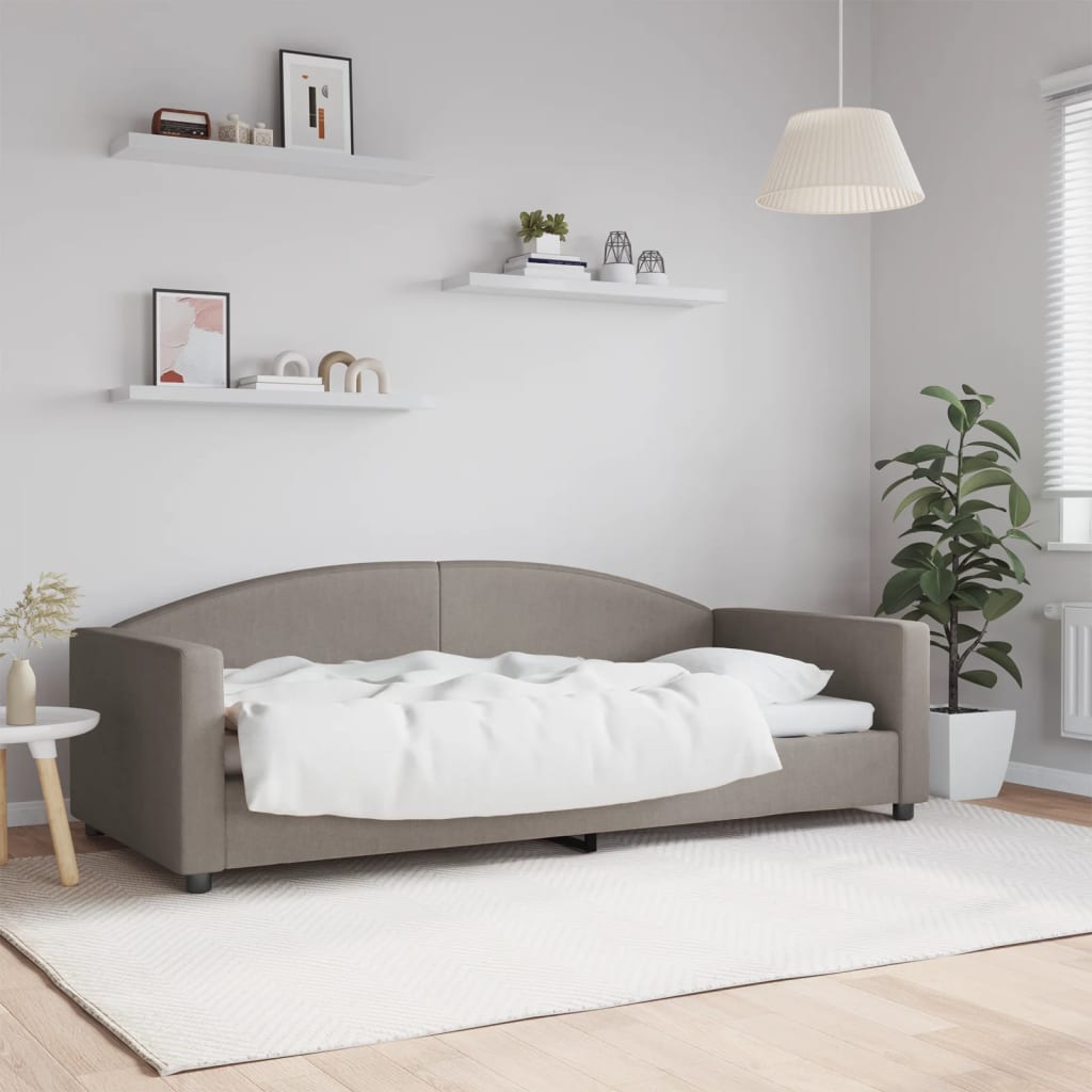 daybed 90x200 cm stof gråbrun billede