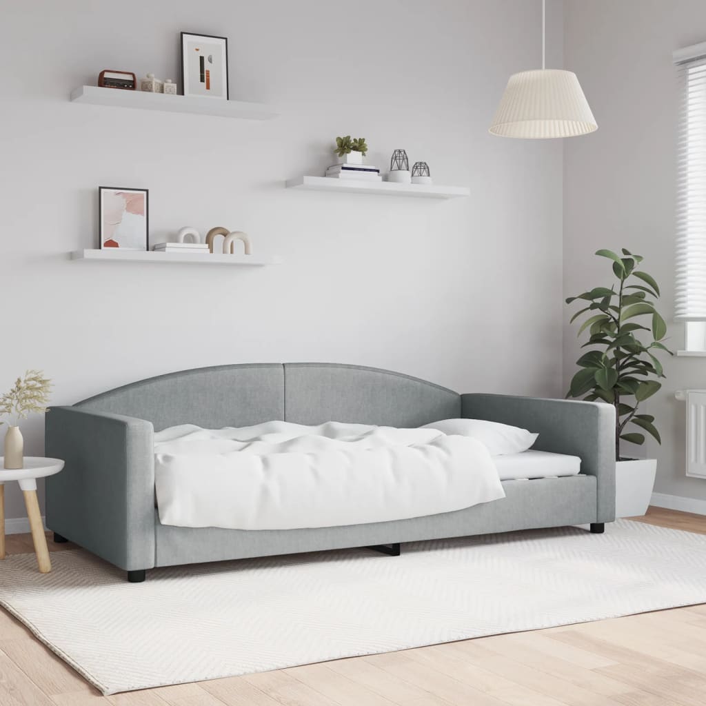 daybed 100x200 cm stof lysegrå billede