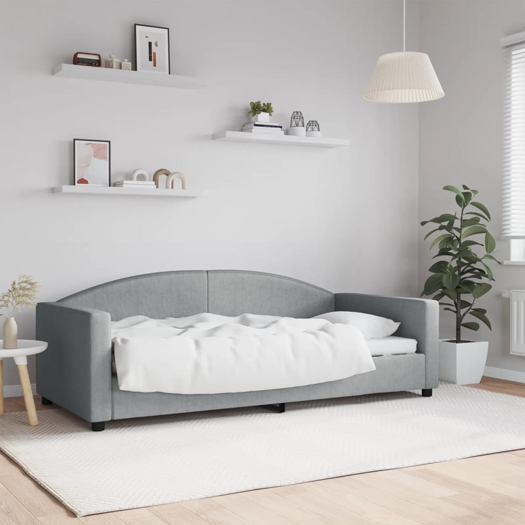 daybed 90x190 cm stof lysegrå billede