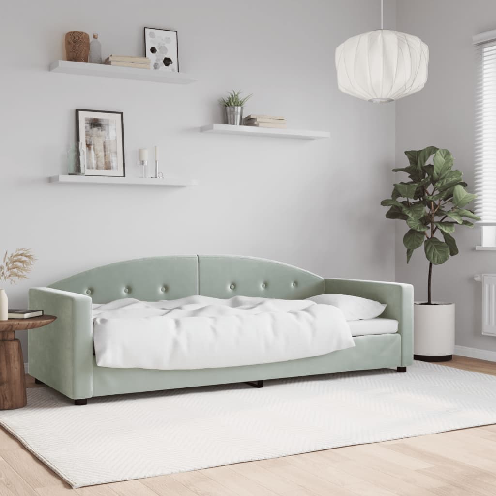 daybed 80x200 cm velour lysegrå billede