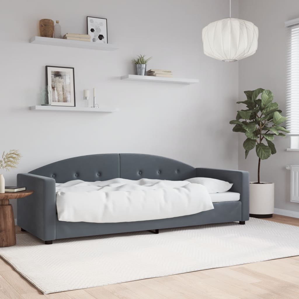 daybed 80x200 cm velour mørkegrå billede
