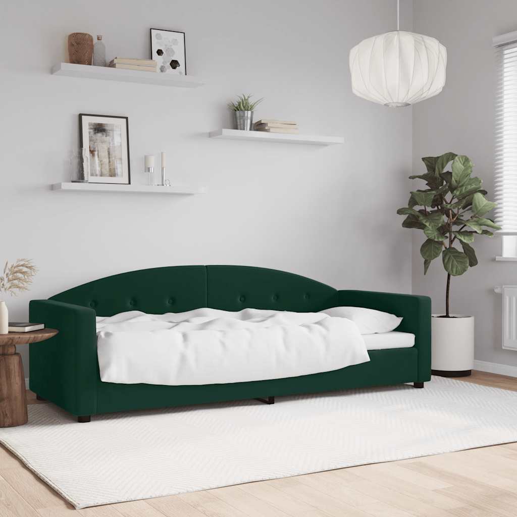 daybed 80x200 cm velour mørkegrøn billede