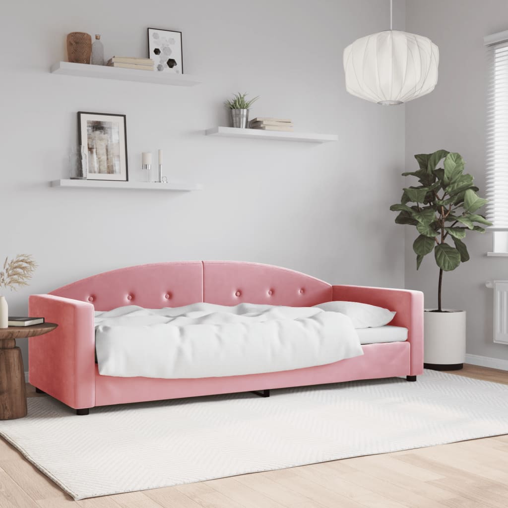 daybed 80x200 cm velour pink billede