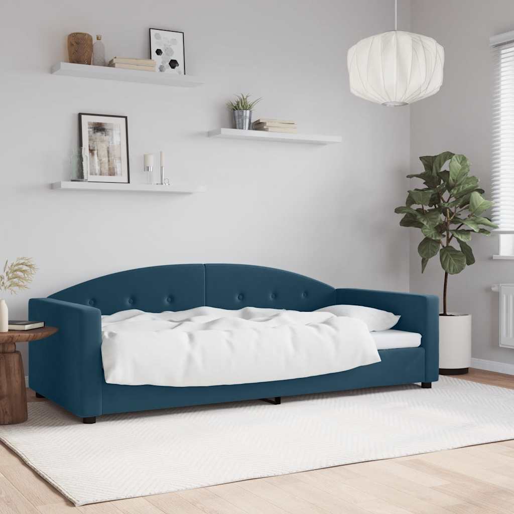 daybed 90x200 cm velour blå billede