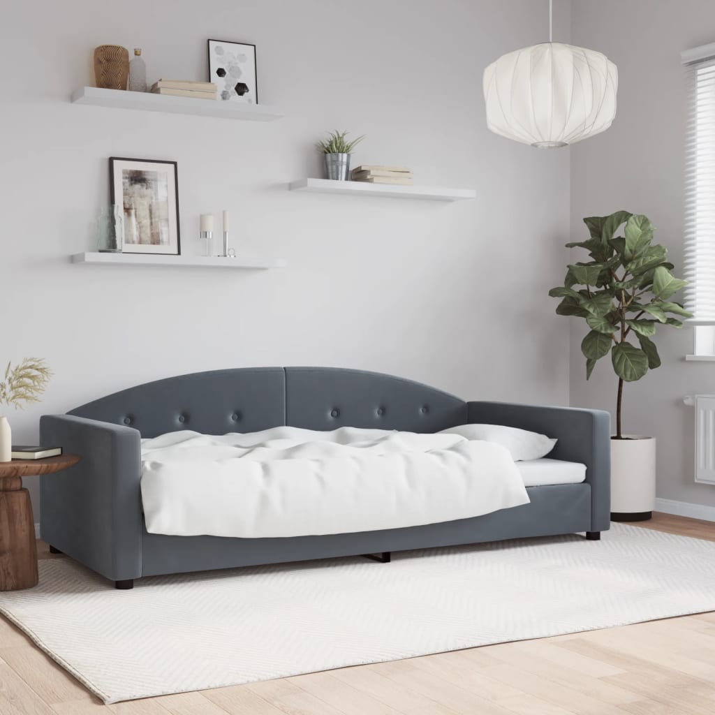 daybed 90x200 cm velour mørkegrå