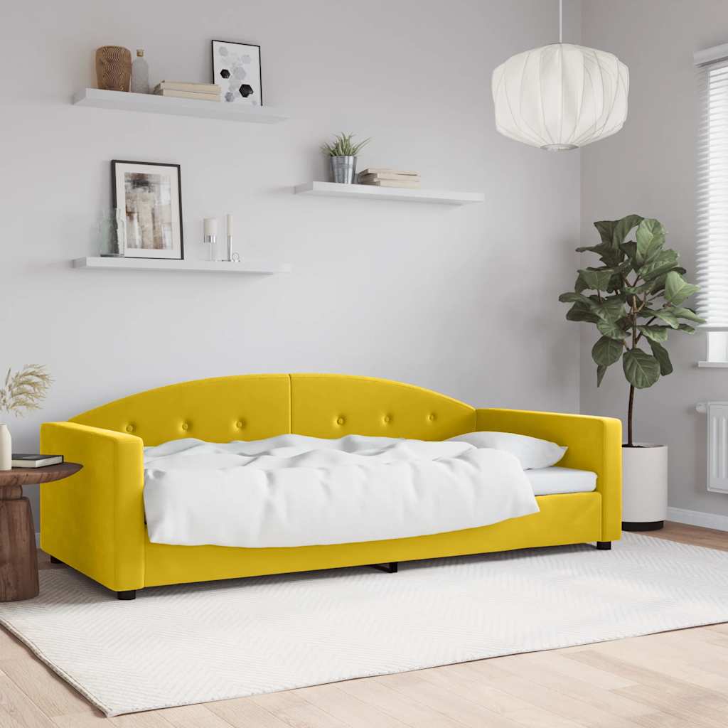 daybed 90x200 cm velour gul billede