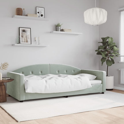 daybed 90x190 cm velour lysegrå