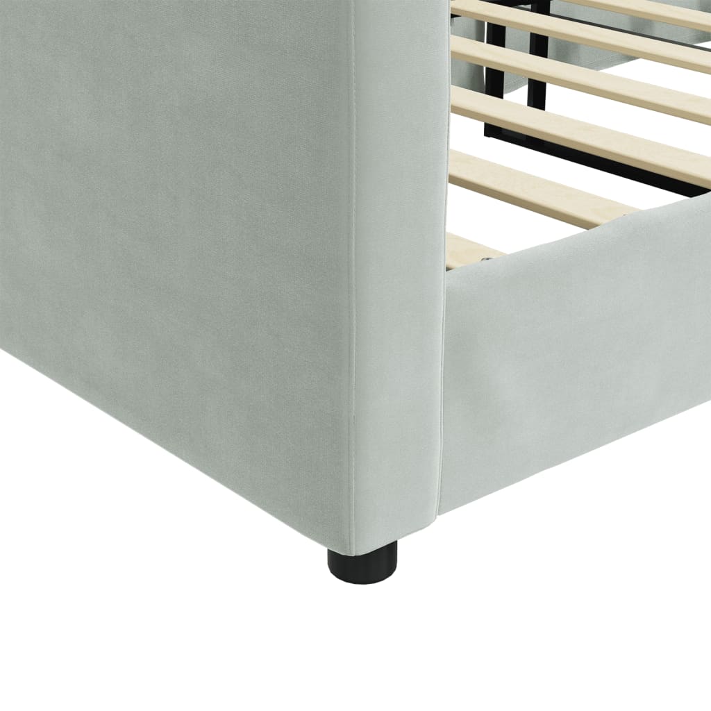daybed 100x190 cm velour lysegrå