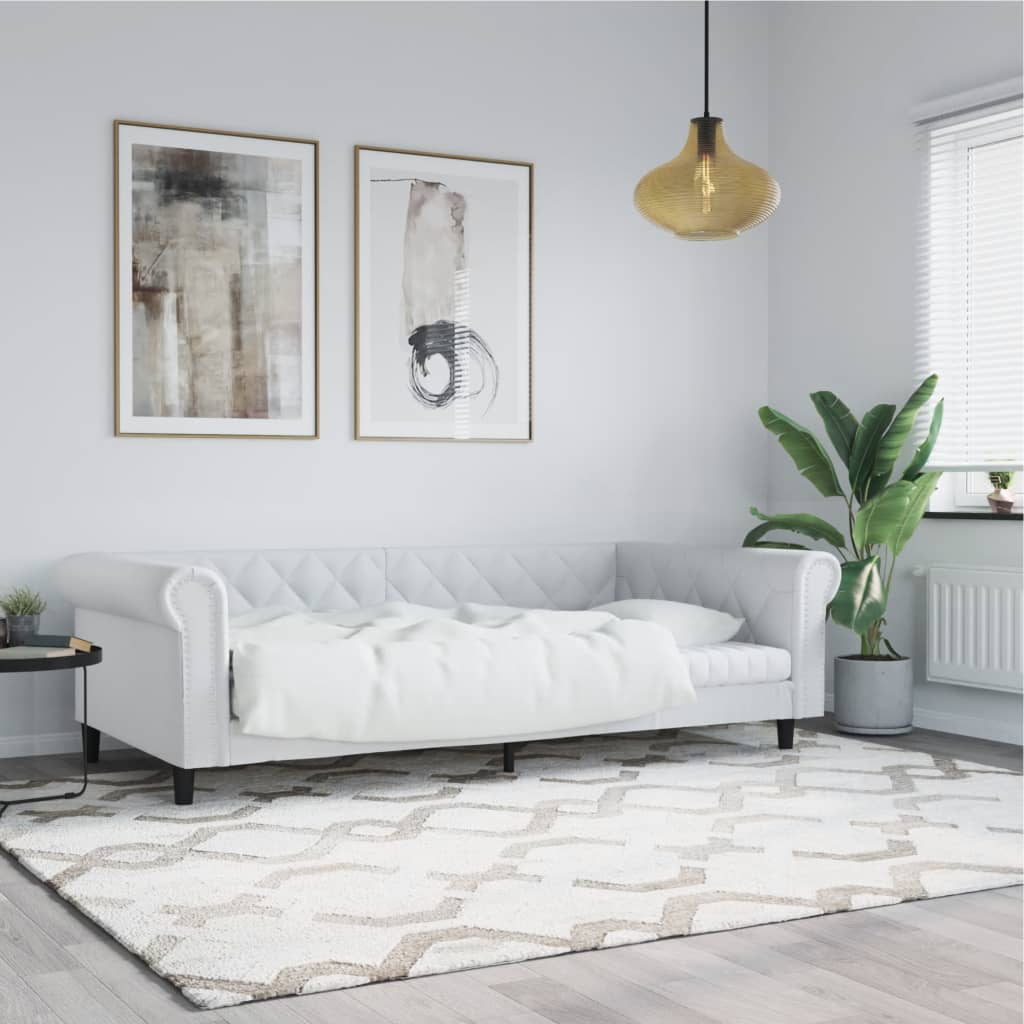 daybed 90x200 cm kunstlæder hvid billede