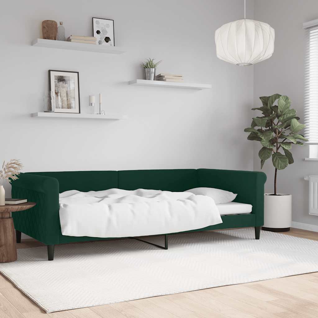 Daybed Velour Mørkegrøn - uden madras / 100 x 200 cm