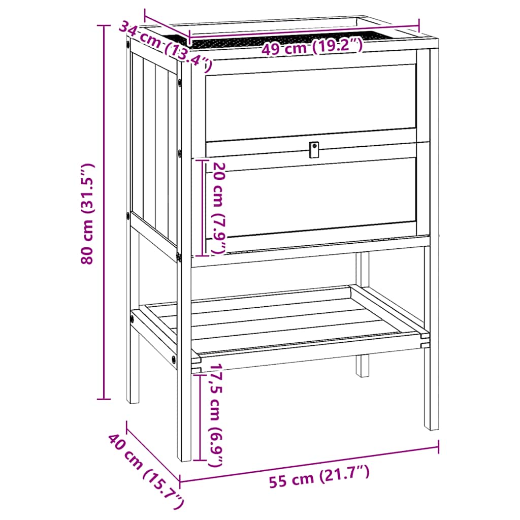 hamsterbur 55x40x80 cm massivt træ gran