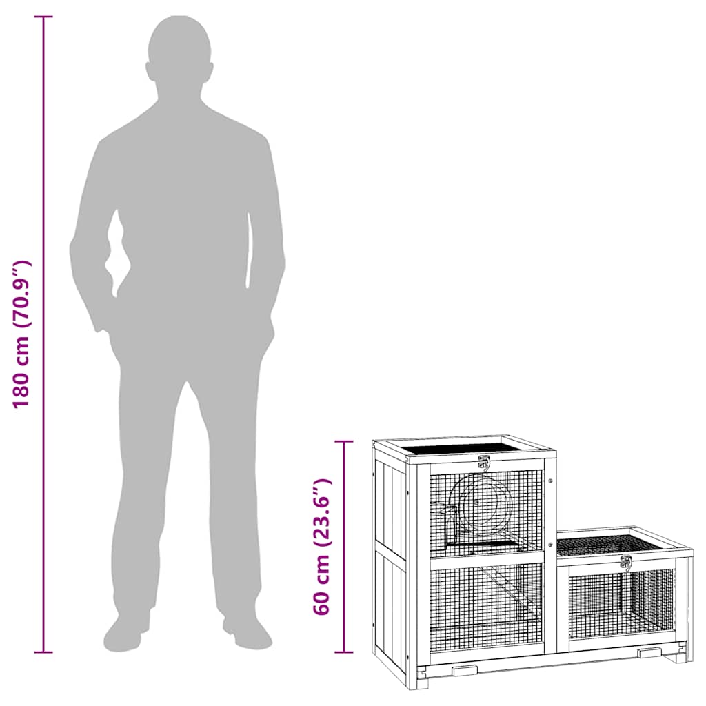 hamsterbur 81x40x60 cm massivt fyrretræ