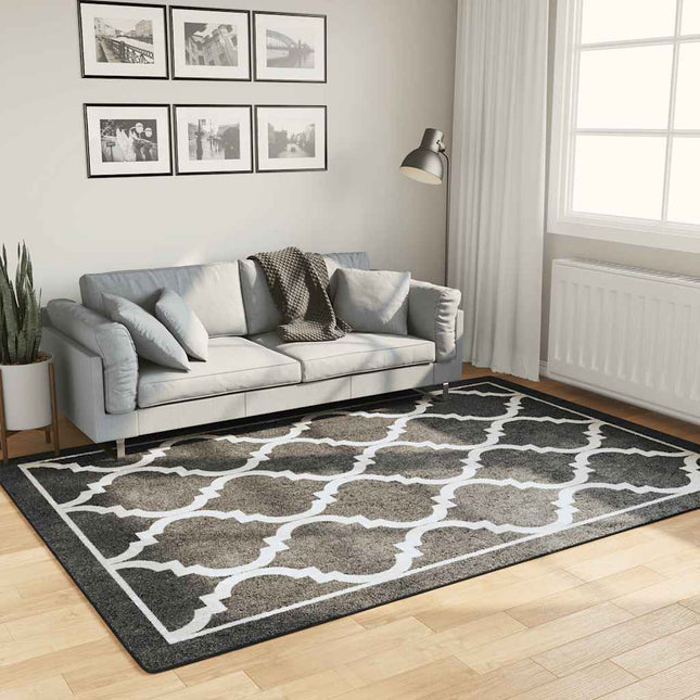 gulvtæppe 160x230 cm vaskbart sort og hvid