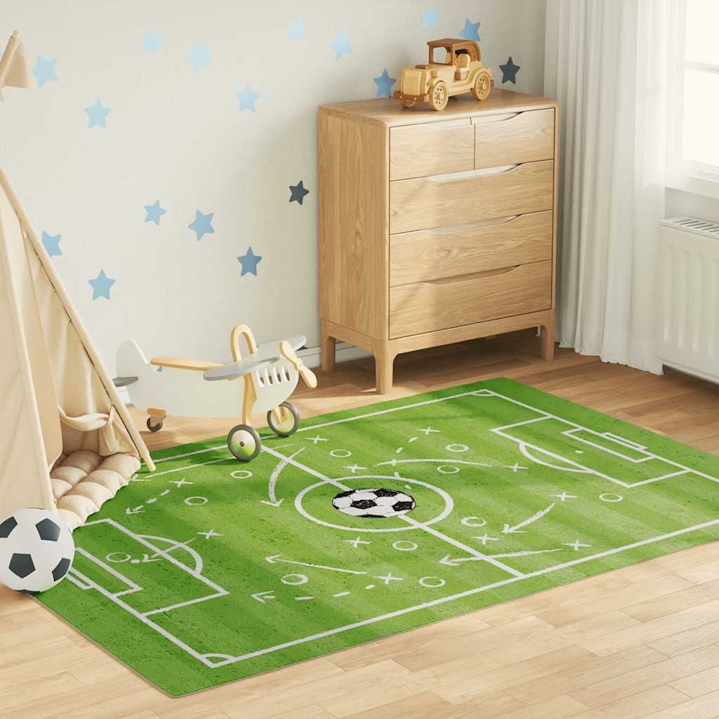 Gulvtæppe Til Børn 160x230 Cm Skridsikkert Vaskbart Fodboldbane - Vidaxl