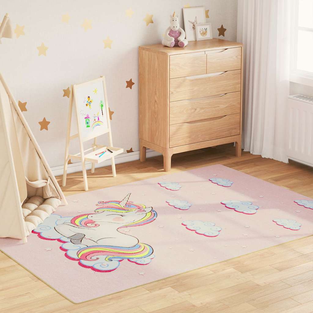 Gulvtæppe Til Børn 160x230 Cm Skridsikkert Vaskbart Enhjørning - Vidaxl