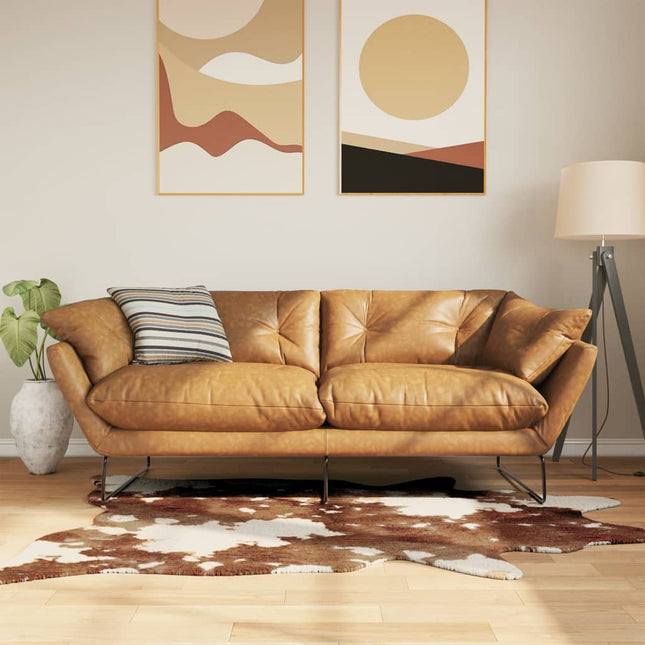 gulvtæppe 120x170 cm vaskbart komønster brun og hvid