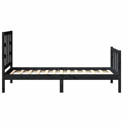 sengeramme med sengegavl Small Single massivt træ sort