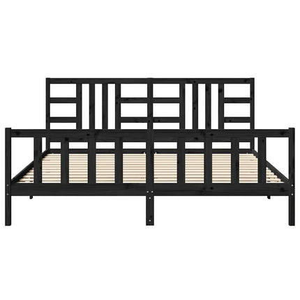 sengeramme med sengegavl 200x200 cm massivt træ sort