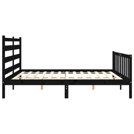sengeramme med sengegavl 200x200 cm massivt træ sort