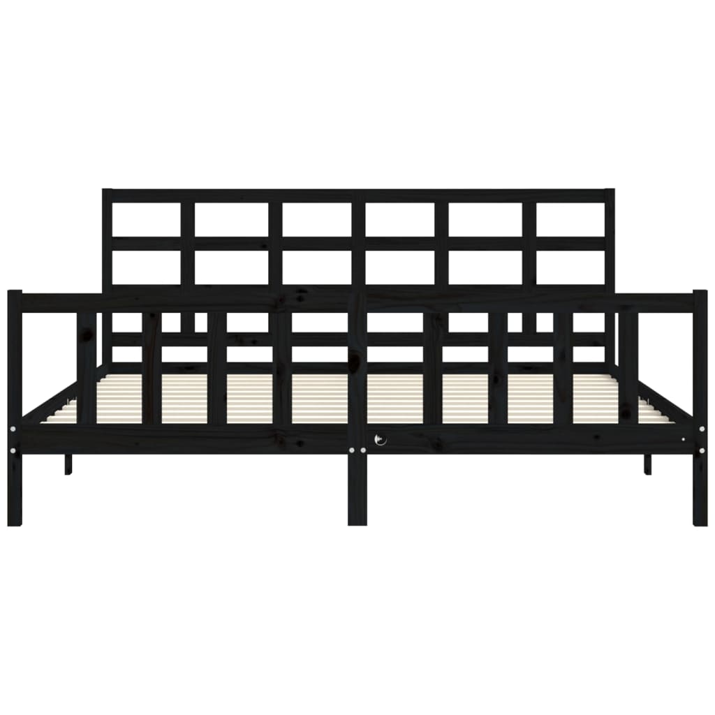 sengeramme med sengegavl 200x200 cm massivt træ sort