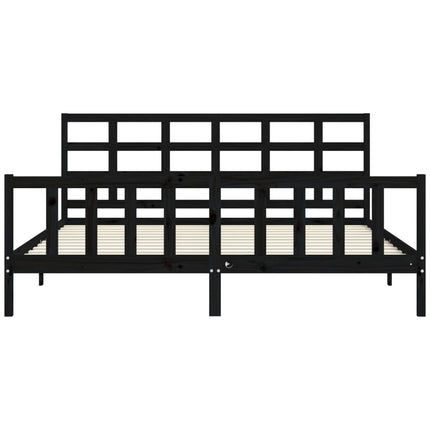sengeramme med sengegavl 200x200 cm massivt træ sort