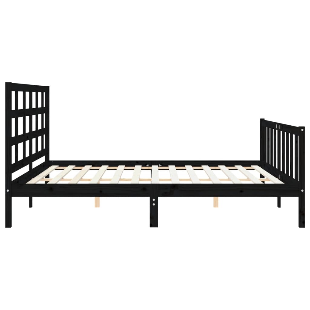 sengeramme med sengegavl 200x200 cm massivt træ sort