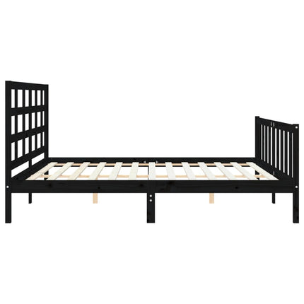sengeramme med sengegavl 200x200 cm massivt træ sort