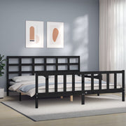 sengeramme med sengegavl 200x200 cm massivt træ sort
