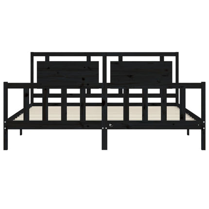 sengeramme med sengegavl 200x200 cm massivt træ sort