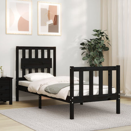 sengeramme med sengegavl Small Single massivt træ sort