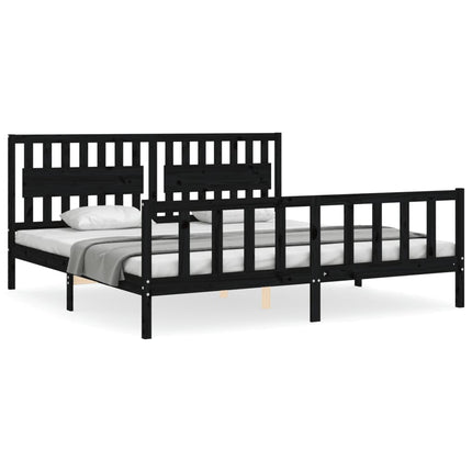 sengeramme med sengegavl 200x200 cm massivt træ sort