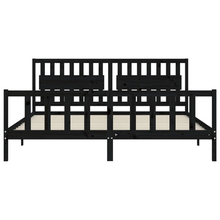 sengeramme med sengegavl 200x200 cm massivt træ sort