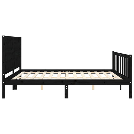 sengeramme med sengegavl 200x200 cm massivt træ sort