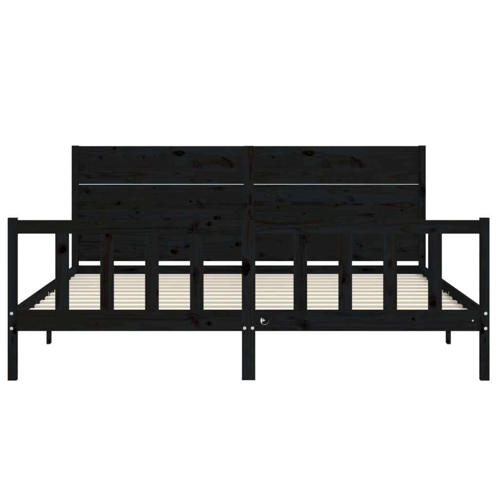 sengeramme med sengegavl 200x200 cm massivt træ sort