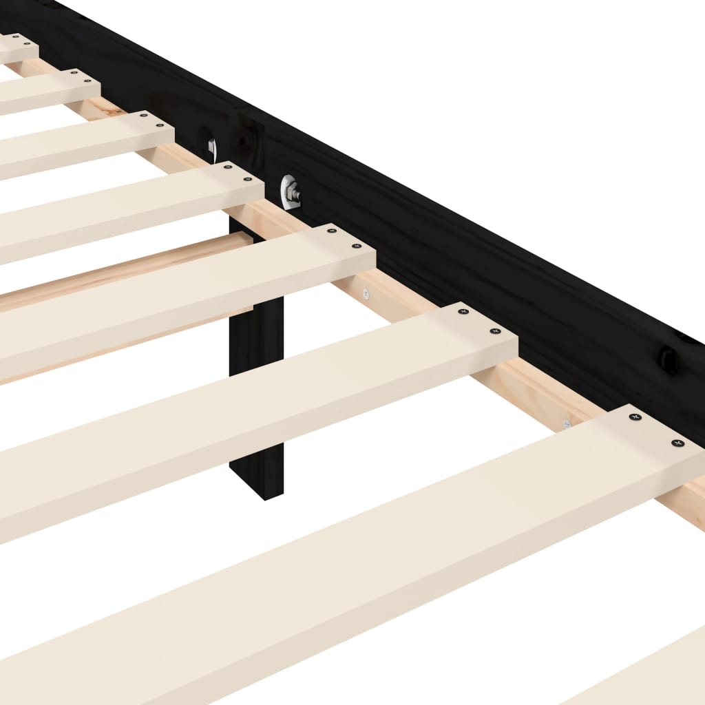 sengeramme med sengegavl 200x200 cm massivt træ sort