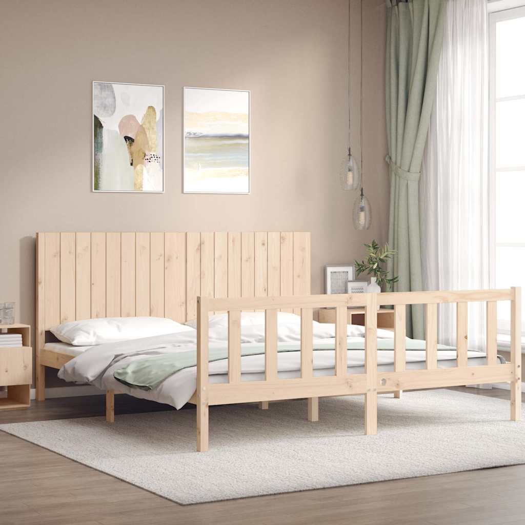 sengeramme med sengegavl Super King Size massivt træ